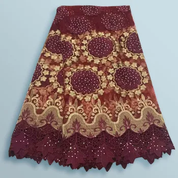 

New Designs African Lace Fabrics 5Yards Guipure Lace Fabric High Quality African Cord Lace Fabric For Wedding Dress 04