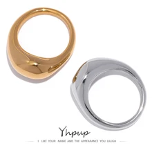 Yhpup stal nierdzewna gładki geometryczny pierścionek dla kobiet urok metalowe z teksturą wodoodporny pierścionek biżuteria бижутерия для женщин 2022 tanie tanio CN (pochodzenie) STAINLESS STEEL Kobiety TRENDY GEOMETRIC Zgodna ze wszystkimi YH1368A Brak moda Na imprezę Pierścionki