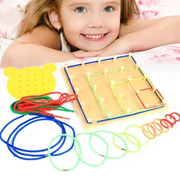 

Kids Wooden Geoboard Array Block Geo Board Graphical Educational Learning Tool R7RB