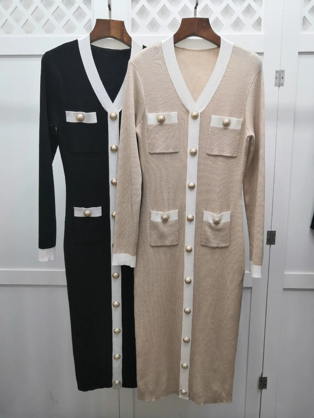 2019FW высокое качество женское лоскутное шерстяное платье с длинным рукавом Женские повседневные трикотажные платья 2 цвета rmsx 10,27