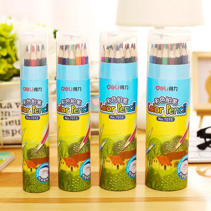 

Deli Children Colored Pencil for Student Painted Coloring 24 Color 36 Color Oily Crayon Hand-Painted Painting Color Lead