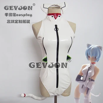 

Anime EVA Ayanami Rei Cosplay Costume White Cute Sexy PU Leather Bunny Girl Jumpsuit Role Play Clothing High-End Custom Make