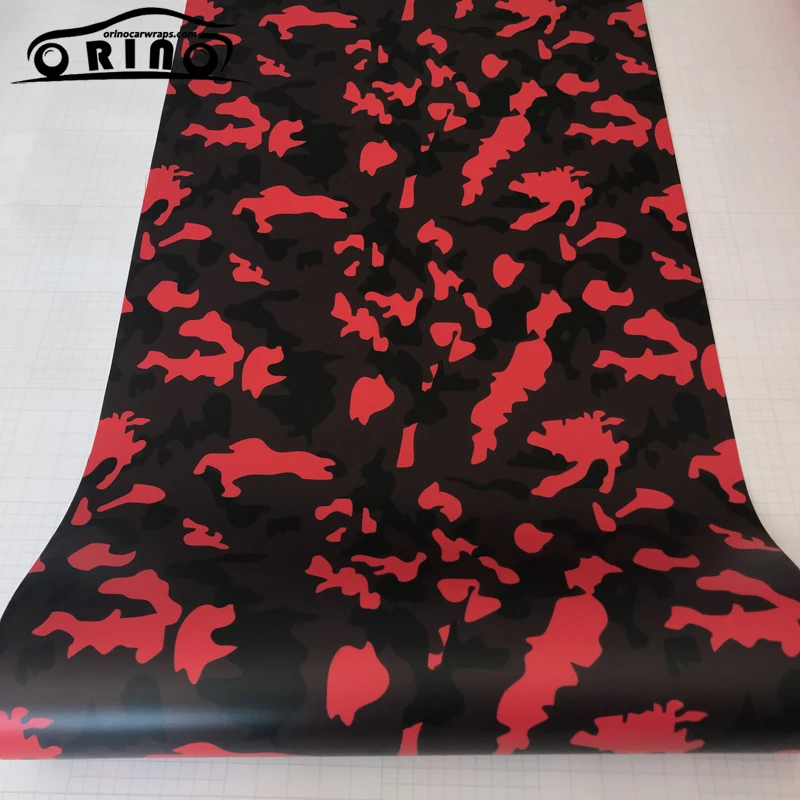 Black Red Camouflage Film Foil-2