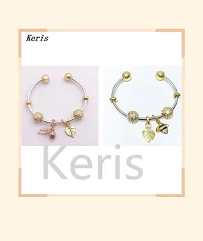 

Jewelry 100% 925 Sterling Silver 1: 1 Charm Gold Acorn With Slit Deciduous Bracelet Female