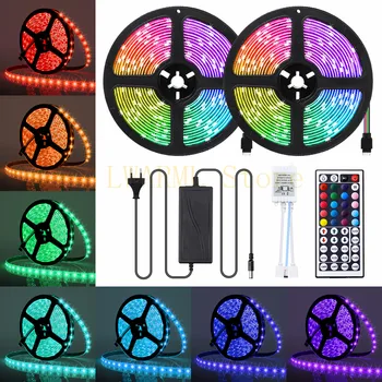 

new 2pcs 5 m LED strip RGB 5050 waterproof remote control color TV LED backlight for home decoration and Christmas lights DC12V