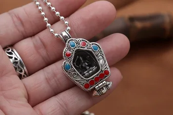 

S925 sterling silver jewelry vintage Thai silver national wind elephant trunk god Buddha men and women pendant