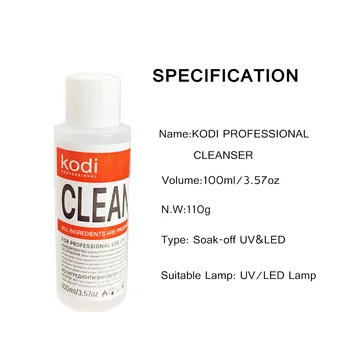

KODI PROFESSIONAL 100ml Nail Cleanser UV Gel Varnish Remover Surface Sticky Layer Residue Nail Art Acrylic Clean Degreaser