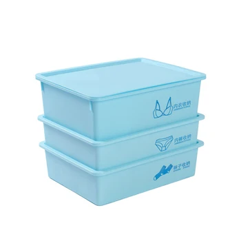 

3pcs Portable Storage Box Plastic Underwear Socks Bra Storage Box with Lid DC112