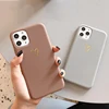 Ottwn Simple solide couleur marron gris amour coeur coque de téléphone pour iphone 11 pro X XR XS Max SE2022 7 8 Pro 6 6s Plus housse souple en TPU ► Photo 1/6