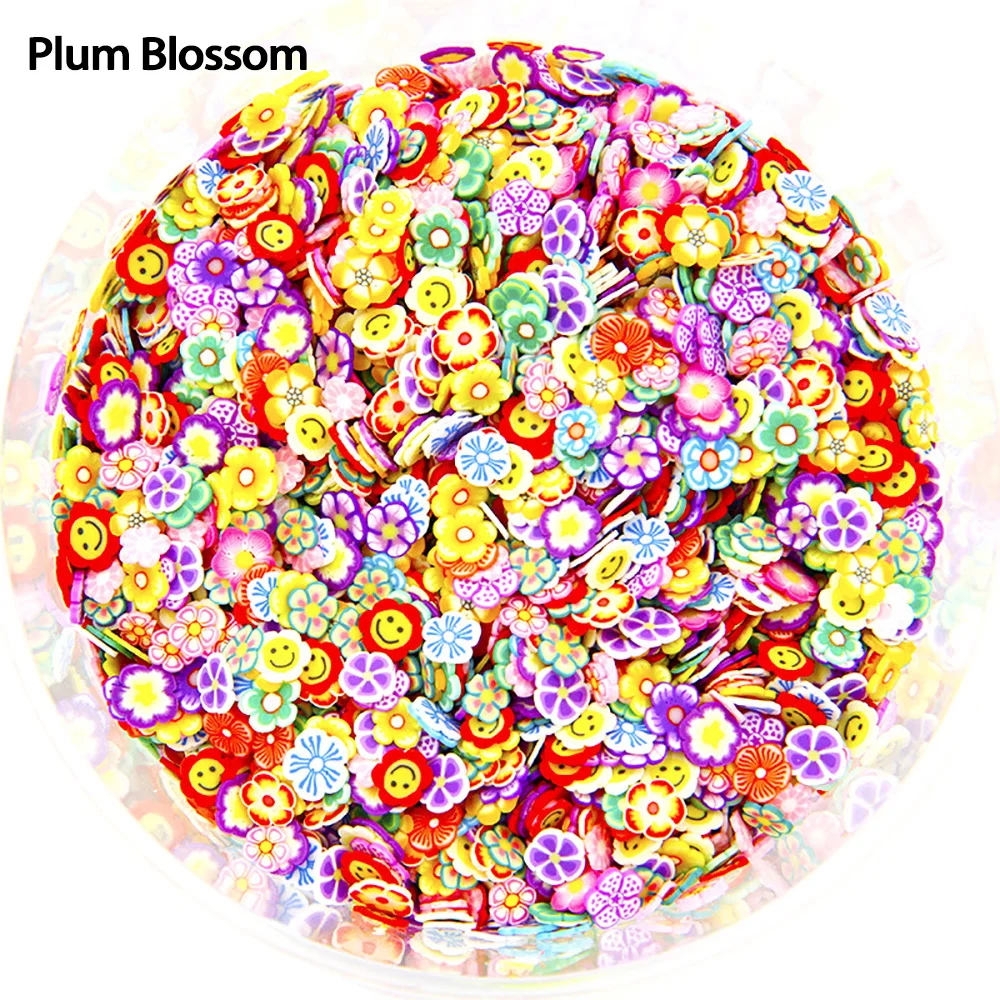 Plum Blossom 1000 шт./упак. мягкой глины гончарное дело и цитрусовые фрукты наполнитель для украшения ногтей и Нейл Арта, набор для Slime Детские сделай сам, аксессуары для украшения дома - Цвет: Plum Blossom