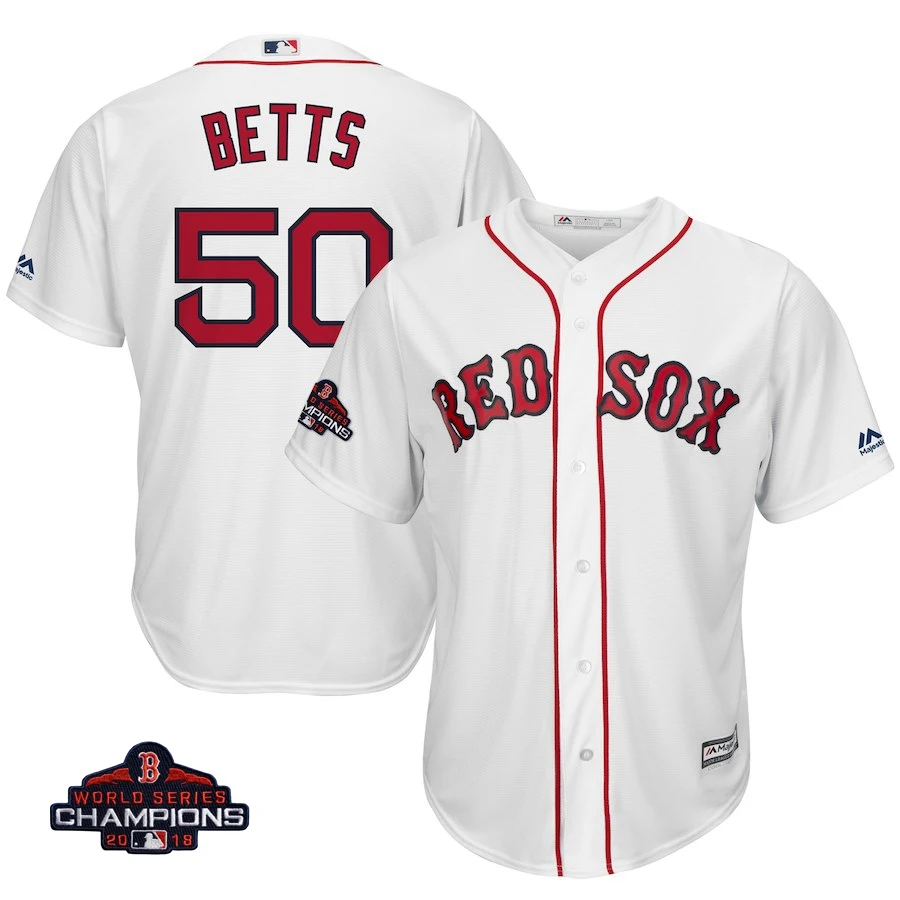 Молодежная детская футболка Boston Mookie Betts Red Sox Scarlet, белая футболка с логотипом команды чемпионов мира - Цвет: men