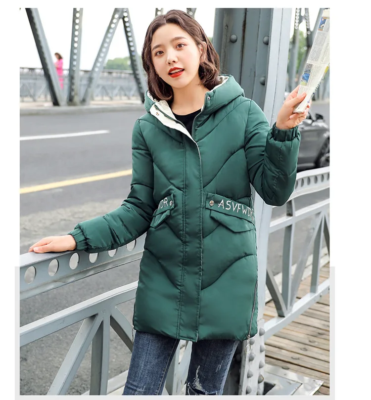 Стиль, хлопковая стеганая одежда для женщин, зима, корейский стиль, средней длины, пуховик, хлопковая стеганая одежда для женщин, большой размер