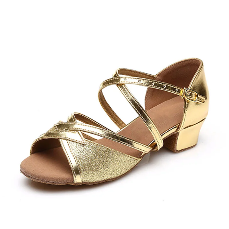 DIPLIP/горячая новинка; обувь для латинских танцев для девочек; детская обувь для сальсы; национальный стандарт; детская танцевальная обувь; обувь для девочек; обувь для танго - Цвет: Gold
