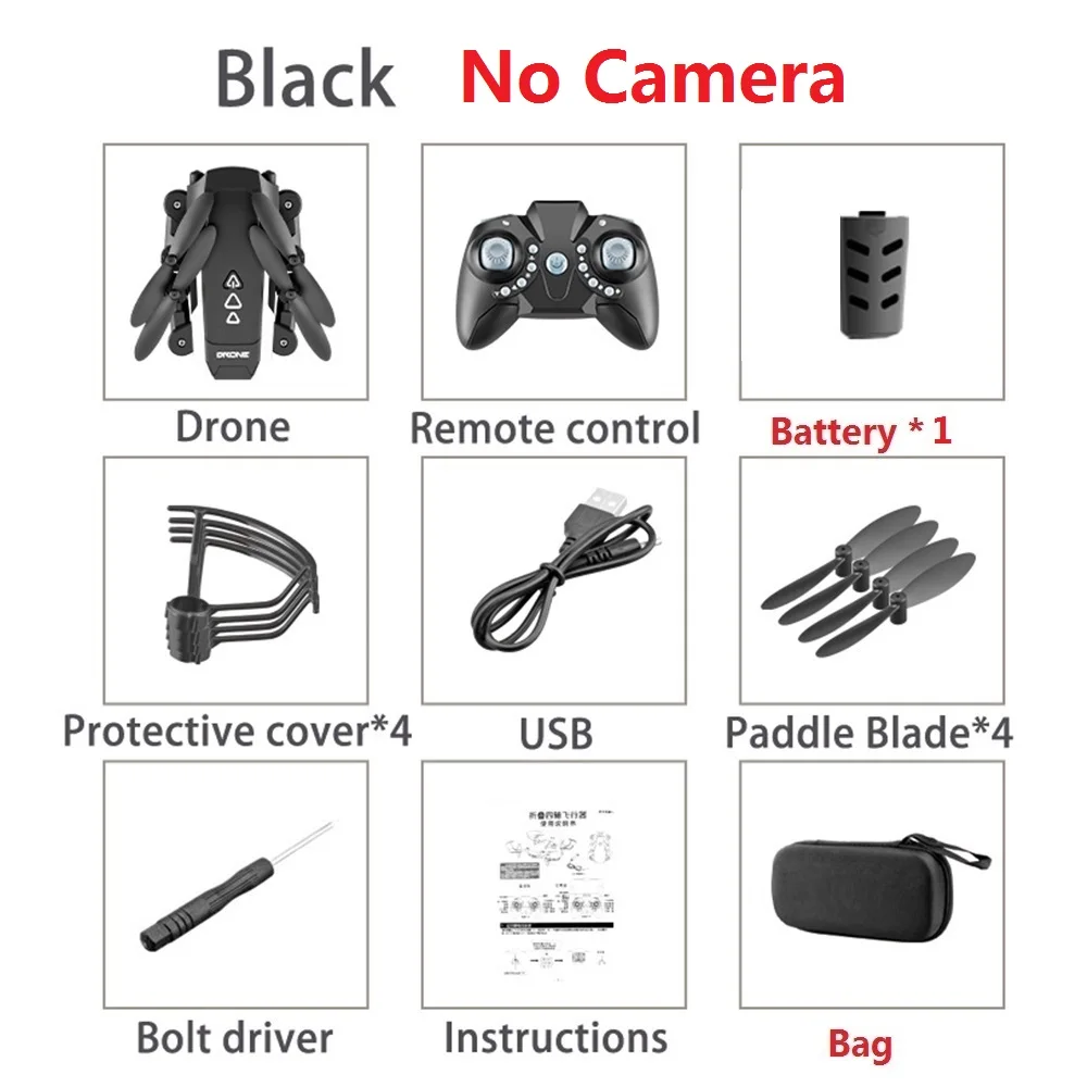 No Camera 1B Bag KK8 Дрон мини air pix Квадрокоптер HD камера 1080p Дрон селфи Квадрокоптер Wifi FPV дроны жесты самолет подарок для мальчика Дети - Цвет: No Camera 1B Bag