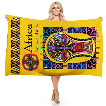 

Beach Towel Africa Element Landscape Digital Printing Rectangle Towel Outside Supplies Swim Decor Superfine Fiber Beach Towel