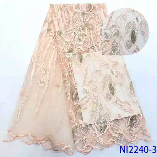 NI2240-3 Темно-синяя нигерийская кружевная ткань французское свадебное платье Тюль кружевная ткань новейший дизайн Вышивка Ткань для женских платьев NI2240 - Цвет: NI2240-3