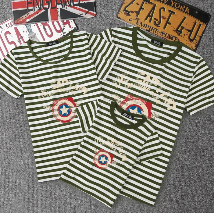 Семейный костюм для папы, мамы и ребенка одинаковые комплекты для семьи футболка со щитом Капитана Америки футболки для мамы и дочки, папы и сына