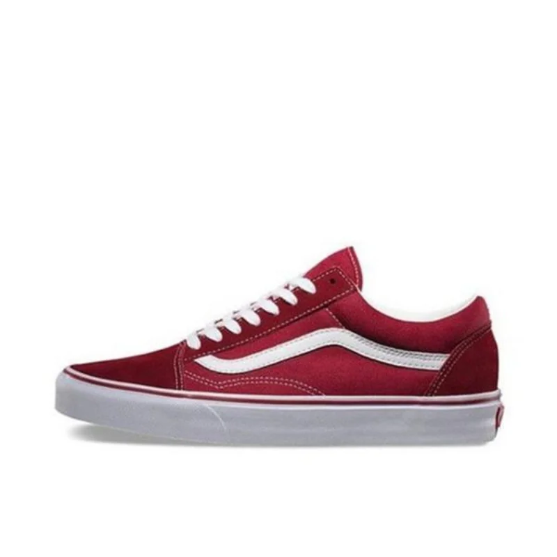 Аутентичные VANS скейтборд старый SKOOL классическая женская обувь Уличная Стиль низкий, чтобы помочь удобные мужские кроссовки VN000VOKDIC красный