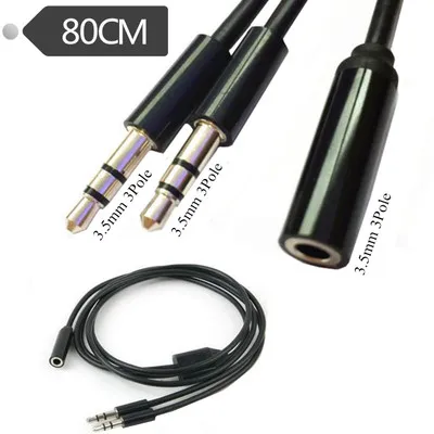 

3.5mm 1/8" female to 2* 3.5mm male input TRS Stereo Audio Adapter splitter cable