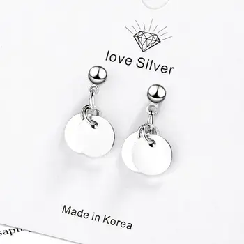

New Round Sequins Stud Earrings For Women Girls Trend Creative 925 Sterling Silver Party Gifts Jewelry Accessories SAE438