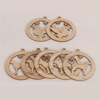 

Wood Chip Christmas Decoration Pendant 10pcs/Pack Christmas Tree Pendant Ornament Animal Shape Pendant Party Decoration