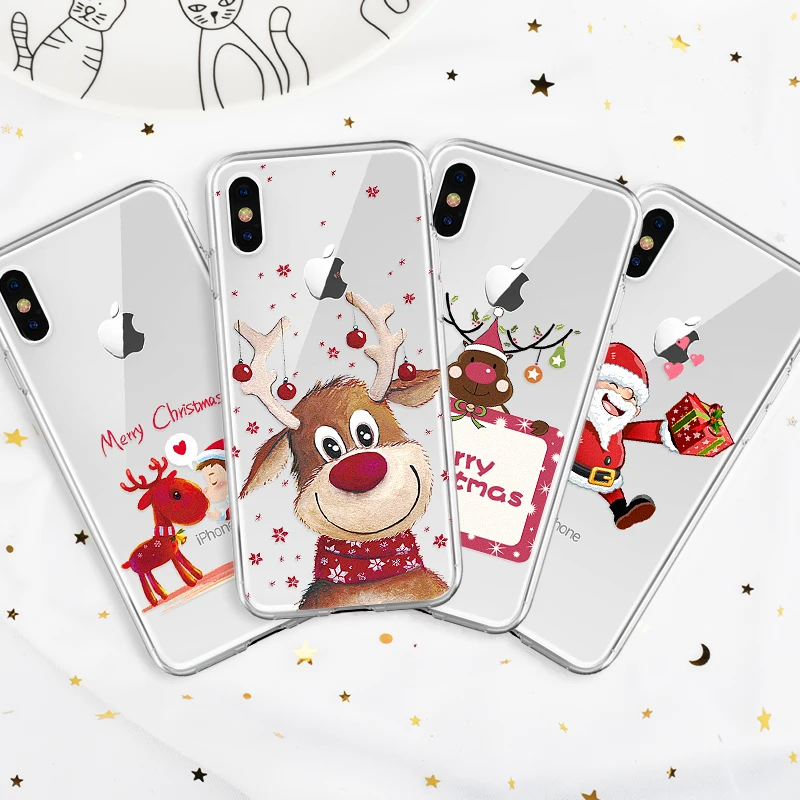

Protective Clear Phone Case For iPhone 6 6S 7 8 Plus Fashion Christmas Cover Housing For iPhone X XR XS Max 6.5 6.1 5.8 2019