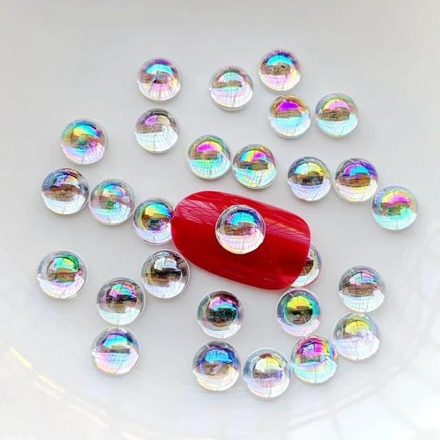 Acrylic Rhinestone Round AB RED IRIDESCENT