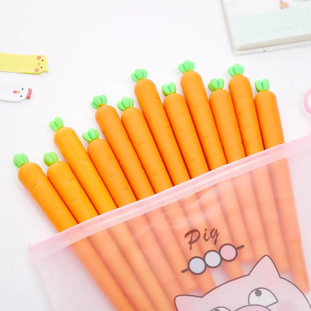 12 шт./упак. в Корейском стиле kawaii овощей морковь гелевые ручки с синими чернилами милые канцелярские вещь офиса школы детский праздничный костюм пользу Карандаш Чехол сумка