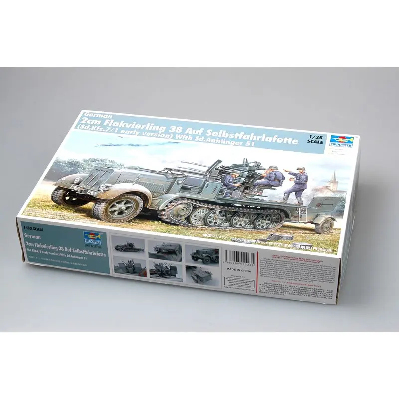 Trumpeter 01523 1/35 2 см Flakvierling 38 auf Selbstfahrlafette(Sd. Kfz.7/1 ранняя версия)-масштабная модель комплект