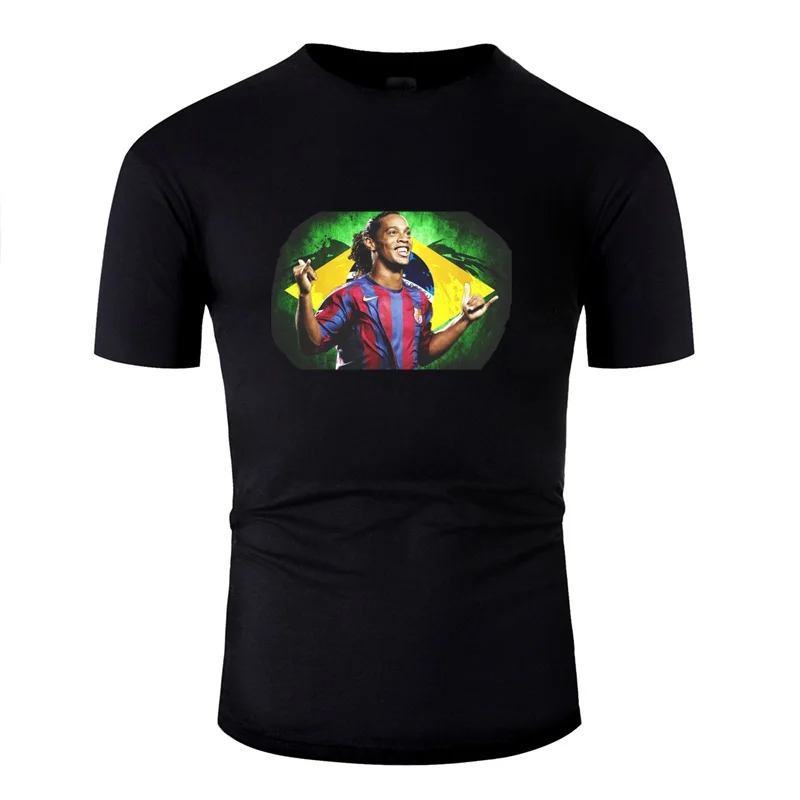 Новое поступление, футболка с принтом Ronaldinho, Бразильская/Барка, новые футболки с юмором для мальчиков и девочек, одежда с круглым вырезом