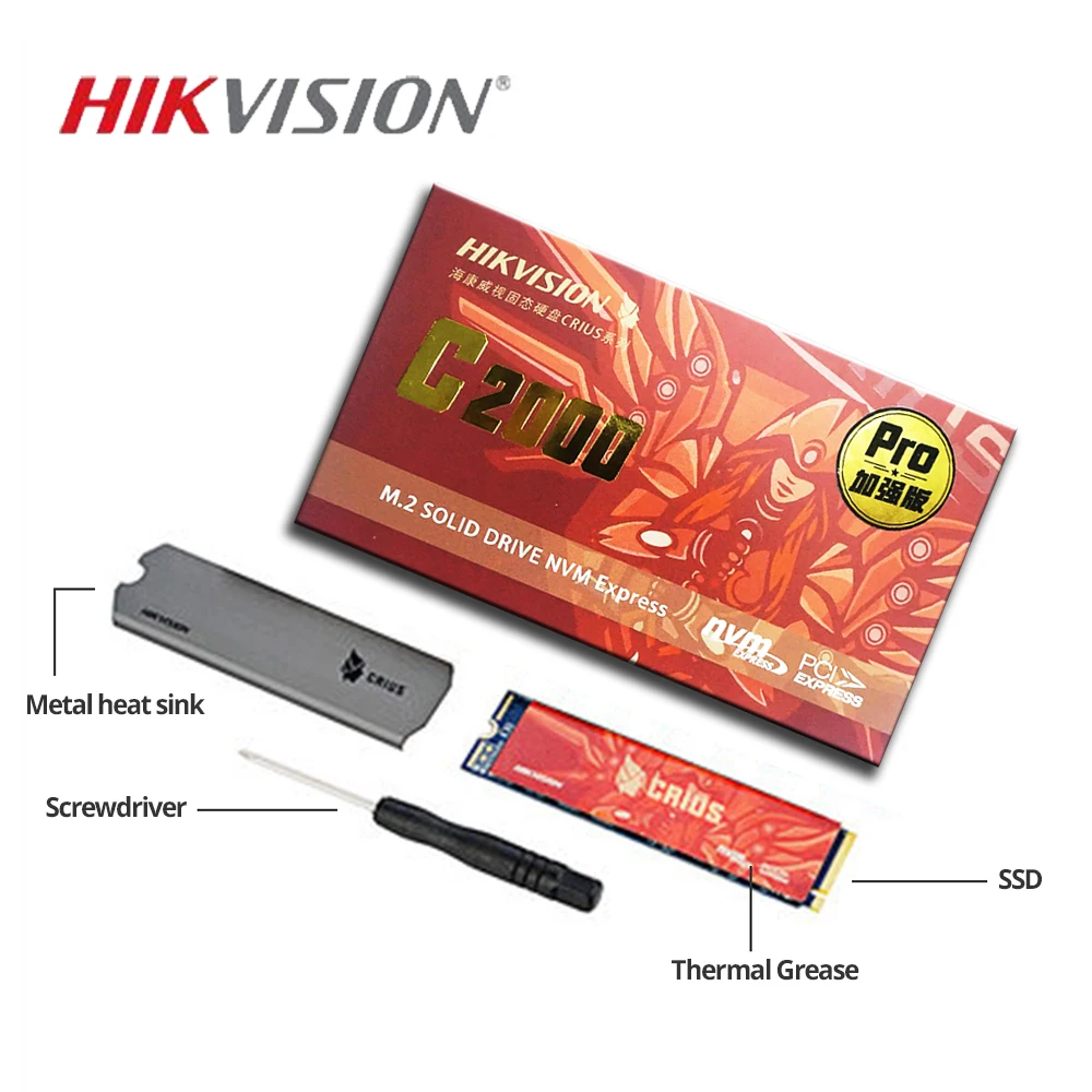 Hikvision SSD M2 512 ГБ C2000 Pro 3500 МБ/с./с NVMe Внутренние твердотельные накопители для настольного ноутбука PCIe Gen 3x4