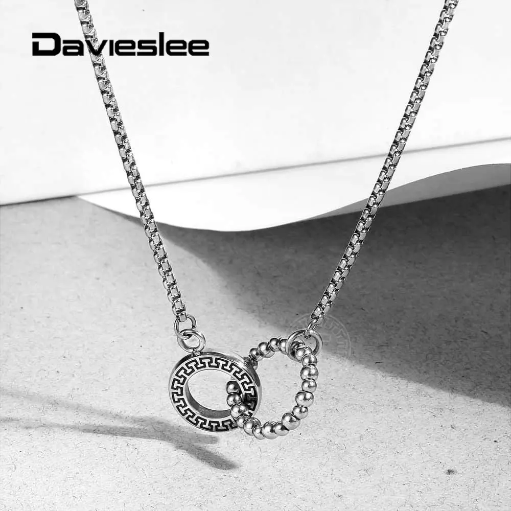 

Womens Simple Elegant Stainless Steel Box Link Chain Necklace Intertwined Circles Choker for Girls Unique Design 20" DTNS00501