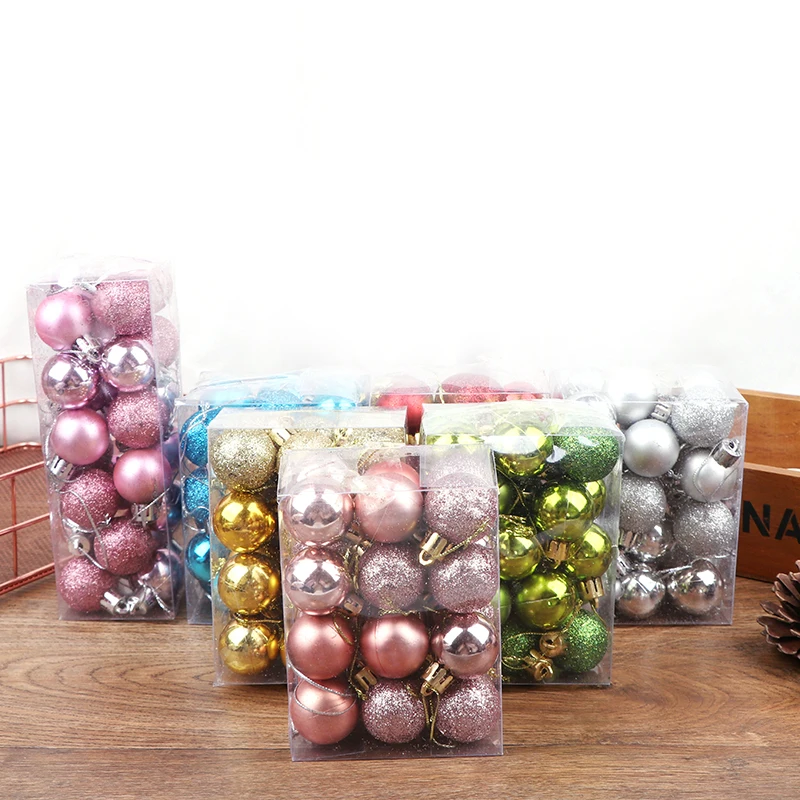 24pcs Christmas Ball Ornaments For Christmas Tree Decoration Pink White Balls For Xmas Holiday Wedding Home Party Decoration