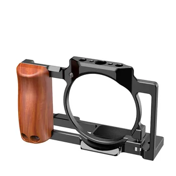 

CNC Aluminum Camera Cage for Sony ZV1 Camera Vlog Photography Expansion Frame Wooden Handgrip 1/4" Screw Cold Shoe Mount Adapter