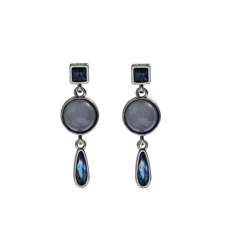 

Blue Rhinestone Elegant Party Clip on Earrings for Women Geometric Crystal Earrings