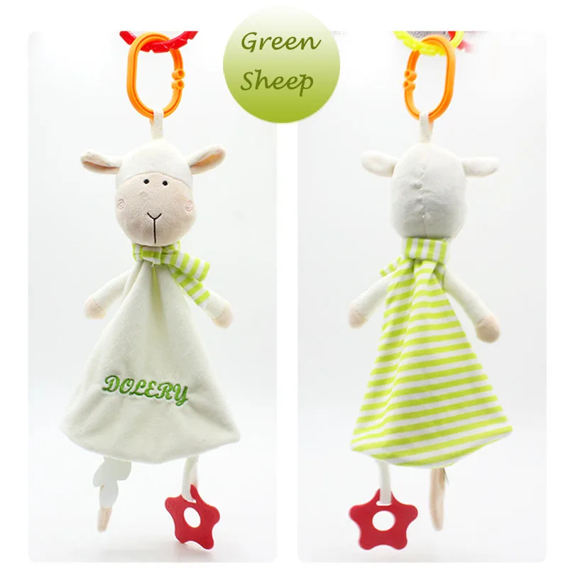 Детские погремушки с прорезывателем, успокаивающее полотенце, может висеть, соска, детские игрушки, мягкое плюшевое одеяло для безопасности, Успокаивающая игрушка - Цвет: Green Sheep