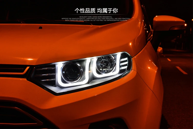 Автомобильный Стайлинг Головной фонарь для Ford ECOSPORT 2013- фары светодиодный фонарь двойной U ангельские глазки DRL Биксеноновые линзы HID