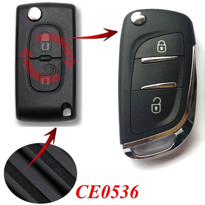 Coque de clé HU83 pliable, 2/3 boutons, étui pour clé de voiture, pour  Peugeot 207 307 407 408 308 et citroën C4 C2, CE0536