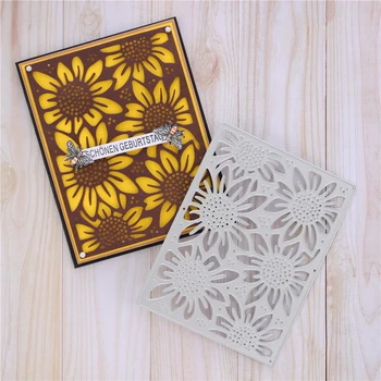 

YaMinSanNiO Sunflower Frame Metal Cutting Dies Background Stencils for DIY Scrapbooking Decoration Embossing Handcraft Die Cut