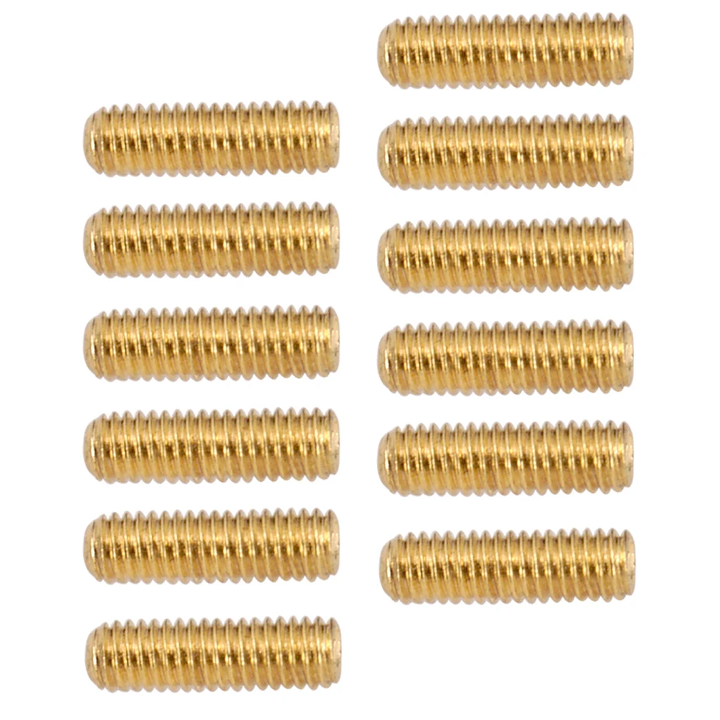 Pack of 12 Iron Bridge Tailpiece Saddle Height Adjustment Screws for Electric Guitar Parts, Golden