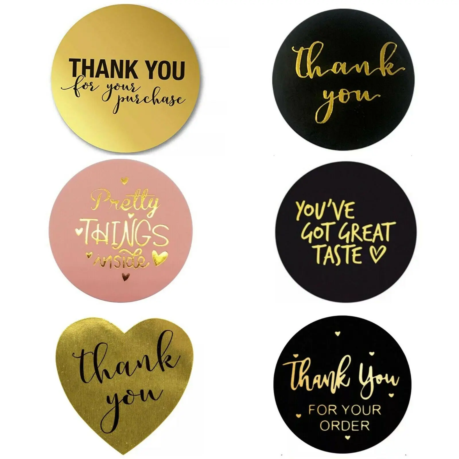 500* Thank You Stickers You've Got Great Taste Round Heart Handmade Label Sealed 