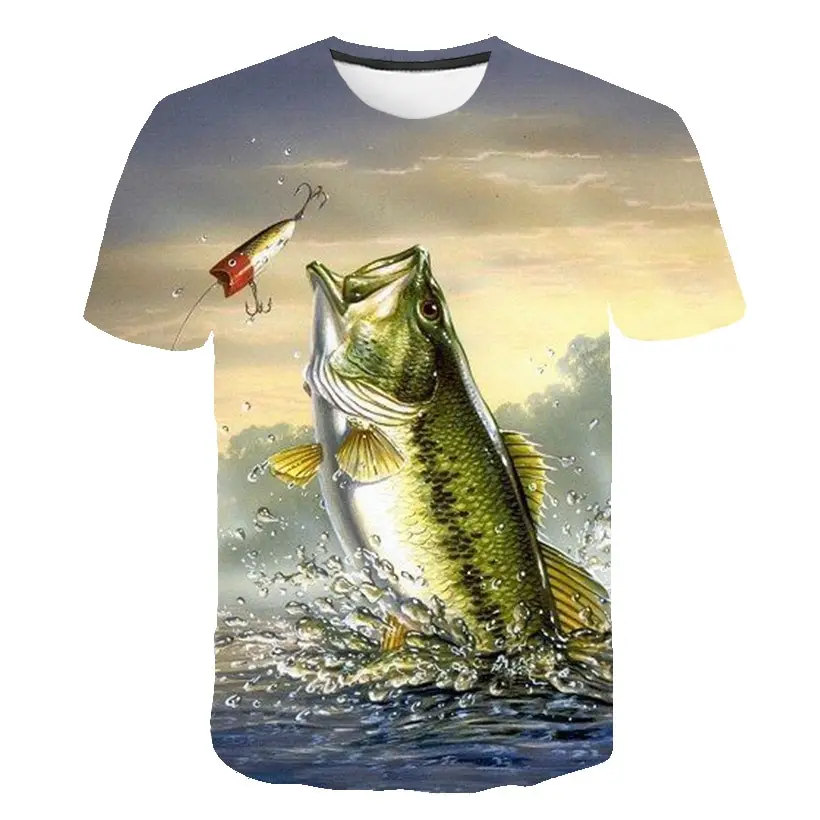 kids 3D fish t-shirt Modal fun print digital boy and girls T-Shirt hip hop t Shirt harajuku Funny fishing children T-shirt |