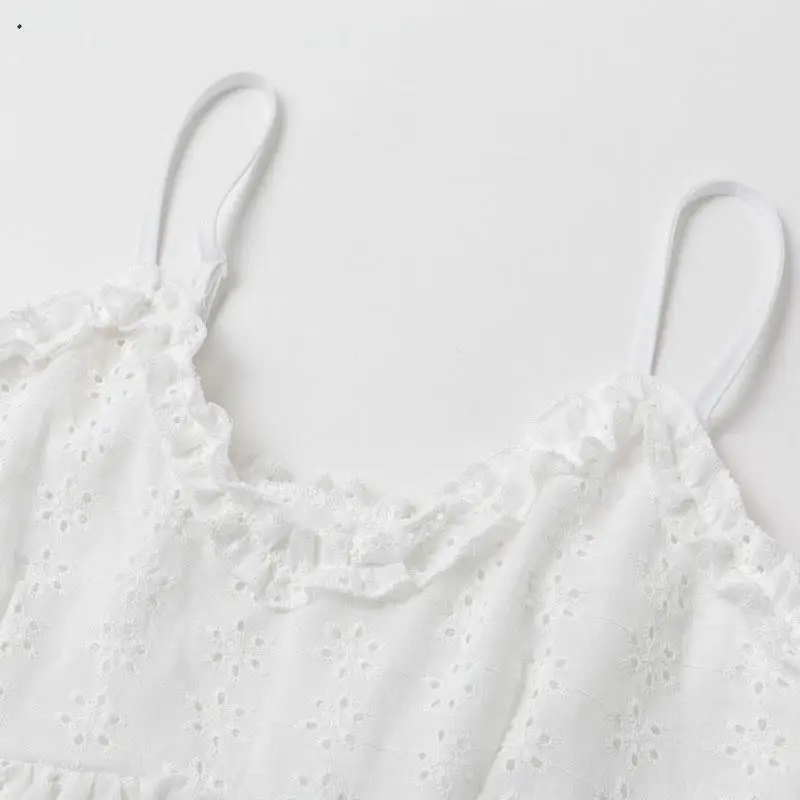 Fargeous женские белые бретельки на бретельках летние гофрированные безрукавки с открытой спиной Женские Модные топы с v-образным вырезом и вышивкой