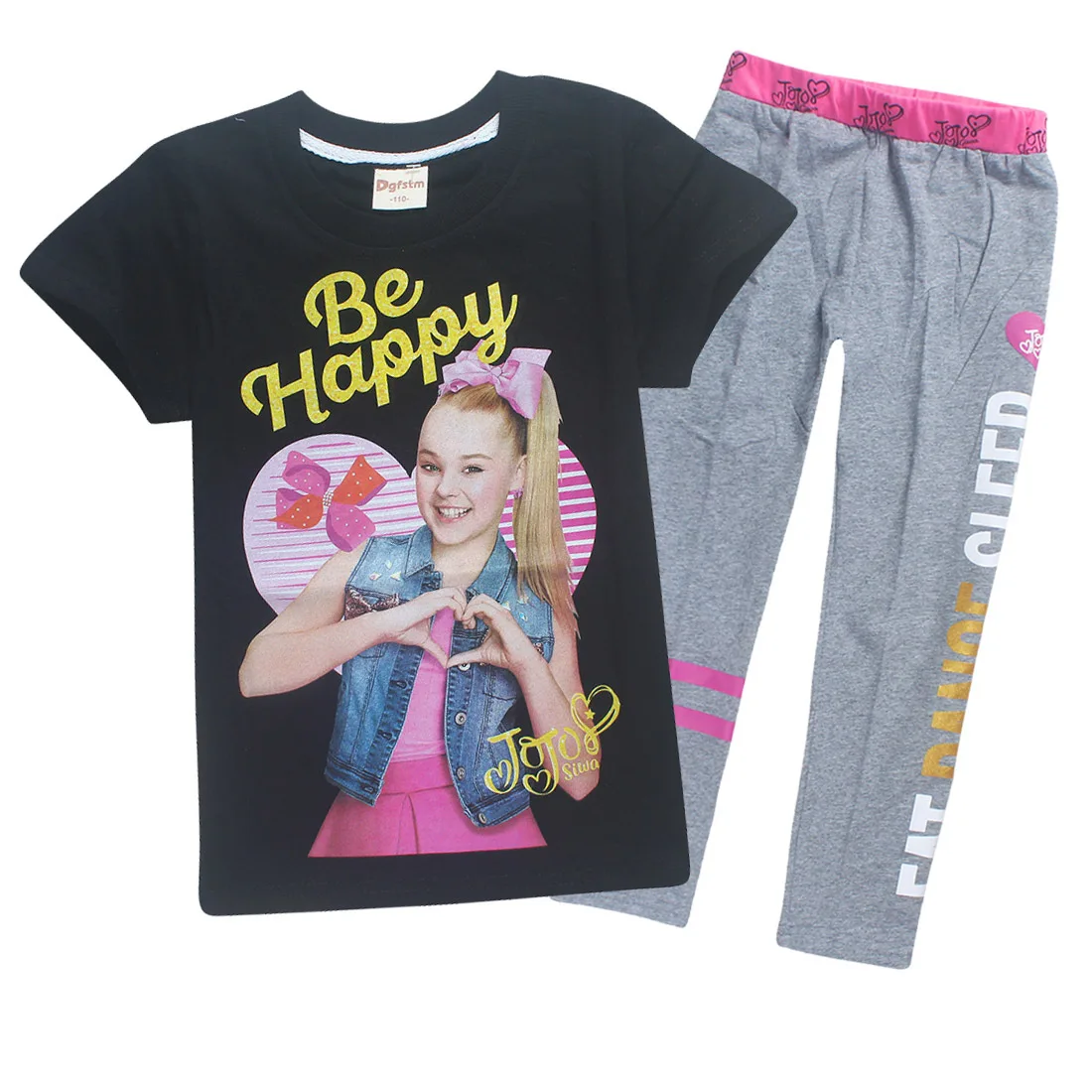 Летние фиолетовые Детские футболки с рисунком JOJO SIWA хлопковые футболки с круглым вырезом для маленьких девочек комплекты с короткими рукавами для мальчиков и девочек футболки