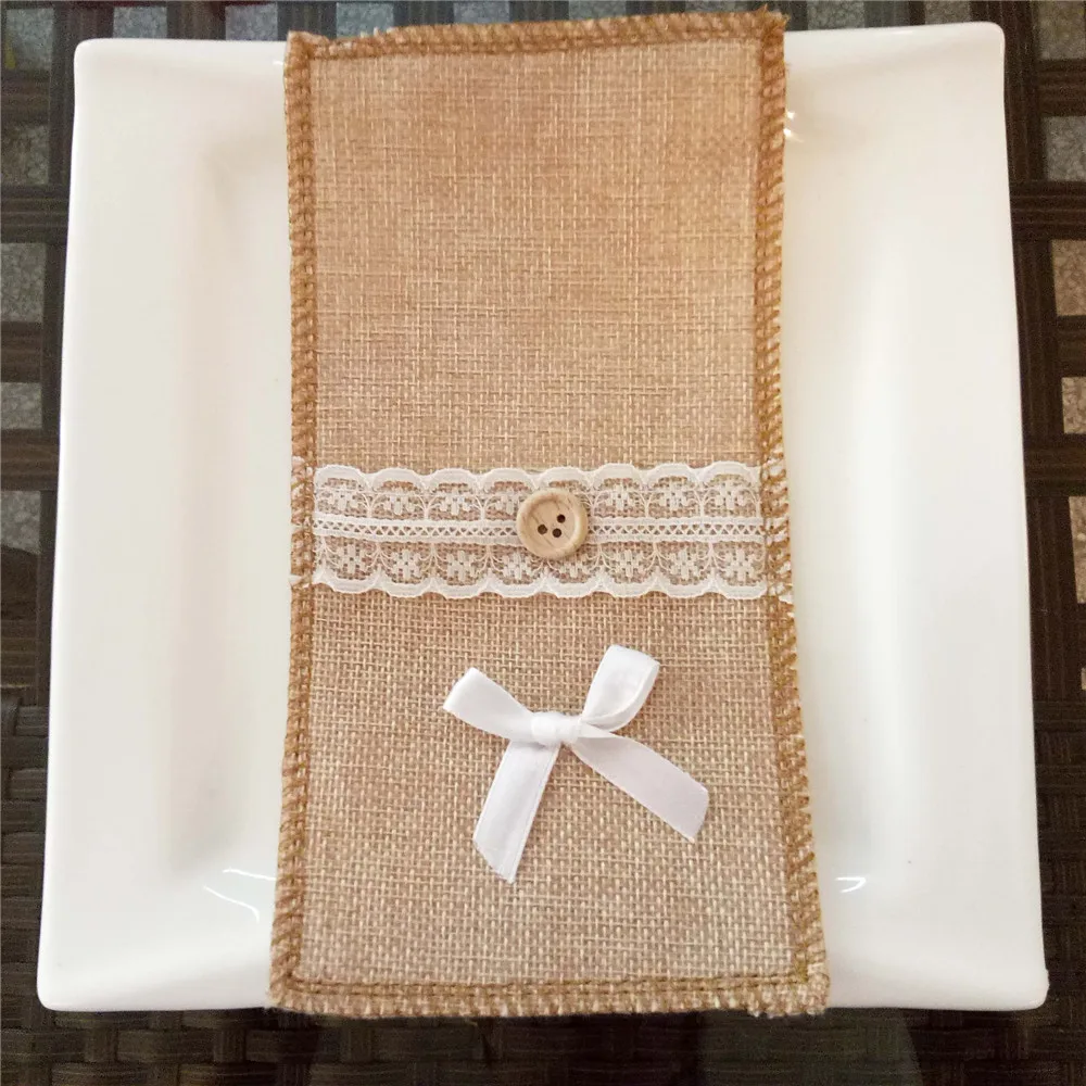Table Decoration Christmas White Bow Linen LaceTableware Xmas Ornament Dinner Table Decoration