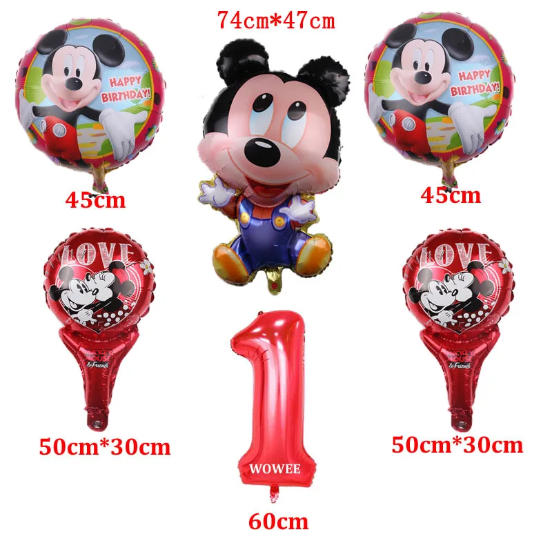 

For 6 Kids 6 Kids Mickey Mouse Disposable Tableware Happy Birthday Party Supplies Festival Decoration Boys Event Party Decor