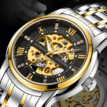 

Steampunk Automatic Mechanical Watch Men Skeleton Winner Watches Bracelet Wristwatch Luxury Male Self-winding Reloj masculino