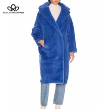 Bella philosophy, Женское зимнее теплое длинное пальто из искусственного меха, винтажное женское плотное пальто с длинным рукавом и плюшевым мишкой, свободная верхняя одежда