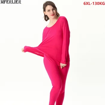 

autumn women Modal cotton underwear tops and Leggings suit thin plus Size 5XL 6XL 7XL 8XL elasticity underpants Bottoms soft 58