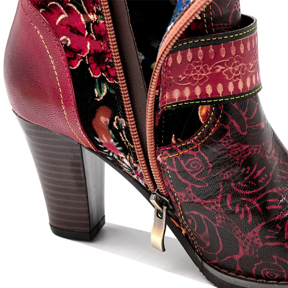 Autumn Winter Distressed Retro Women Riding Boots Three-Dimensional Flower Warmth Women High Heels Knee-High Zipper Boots Shoes (4)